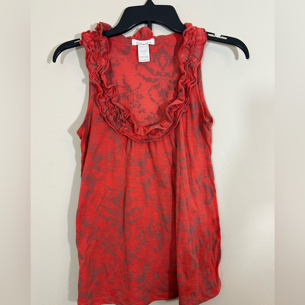 Testament Anthropologie Ruffle Neck Burnout Tank Top Size M Sleeveless